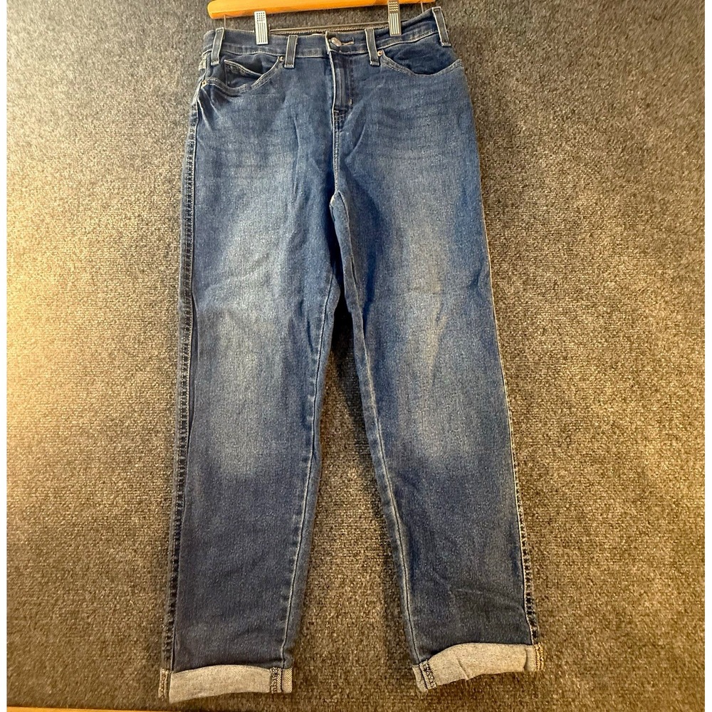 Signature Levi Strauss Heritage Boyfriend Jeans Womens 4 W27 Blue Stretch Cuffed